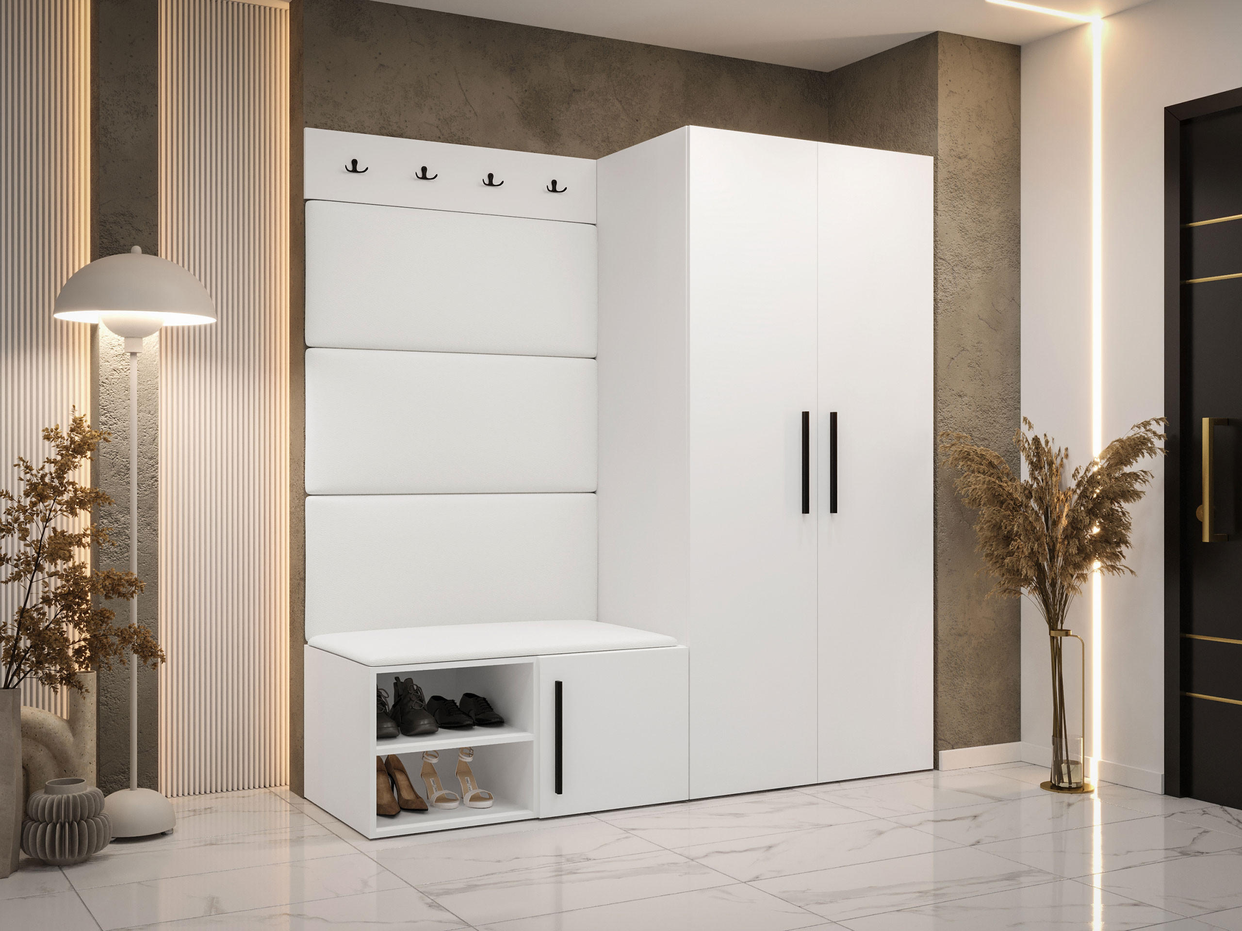 GARDEROBEN-SET Medi I - Schwarz/Weiß, Holzwerkstoff/Kunststoff (80/191/50cm) - MIRJAN24