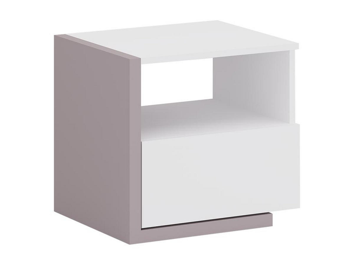 NACHTTISCH skandinavisch mit 1 Schublade & 1 Ablage - Weiß & Taupe - NAPOLI II - Braun, Holz (39/43/46.4cm) - Vente-Unique