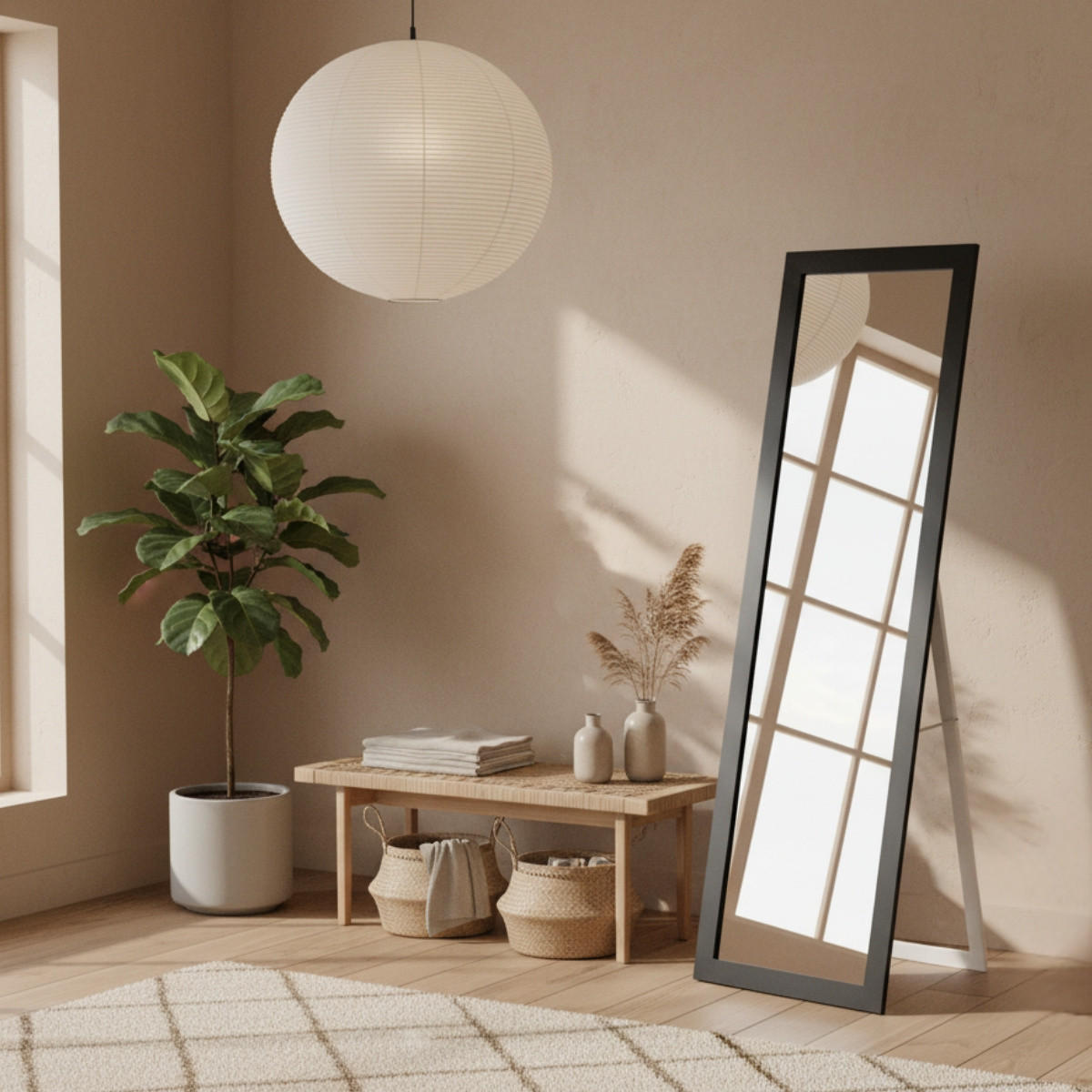 STANDSPIEGEL Havlys 127/37 cm - Schwarz, Glas (37/127/2cm) - EDAXO
