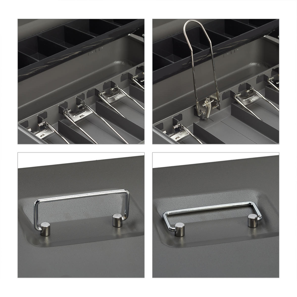 GELDKASSETTE - Grau, Kunststoff/Metall (30.5/8.5/24.5cm) - Relaxdays