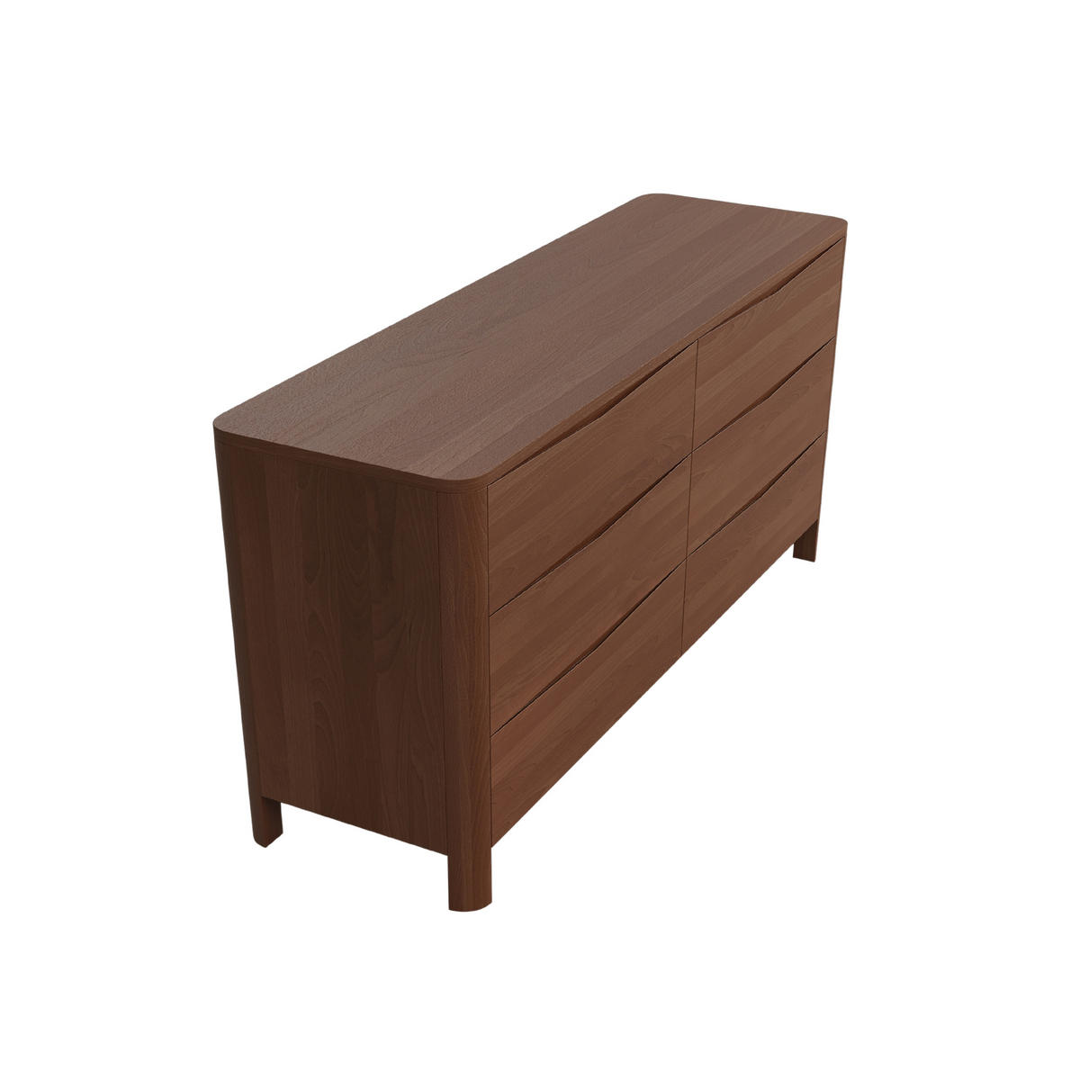 HOLZKOMMODE Modena Low 150, Nussbaumfarbe - Walnussfarben, Holz/Buchenholz (150.5/91.5/45cm) - Visby