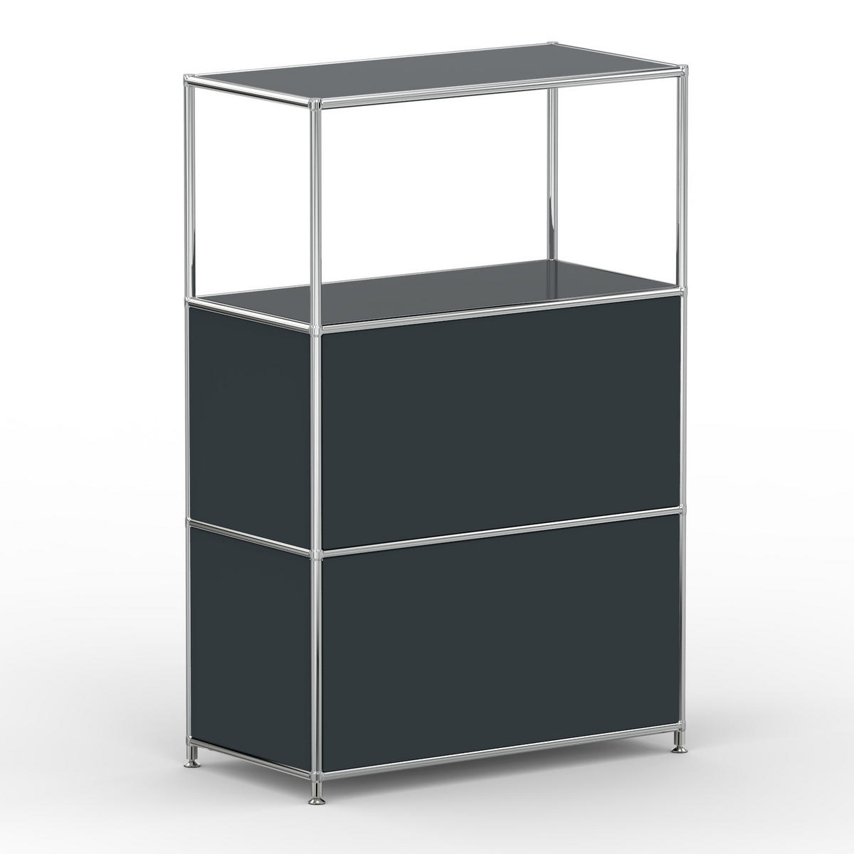 HOCHSCHRANK, 1 offenes Fach, 2 Klappen, Breite 77 cm, Anthrazitgrau - Chromfarben/Silberfarben, Metall (40/118/77.2cm) - Versee