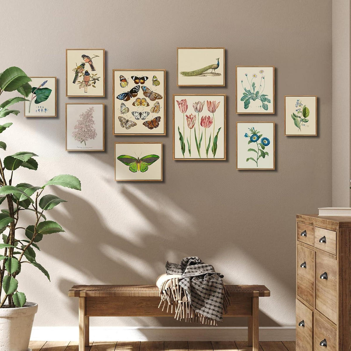LEINWANDBILD mit Rahmen Vintage Insekten 30 x 40 cm - Blau, Holz (30/0.5cm)