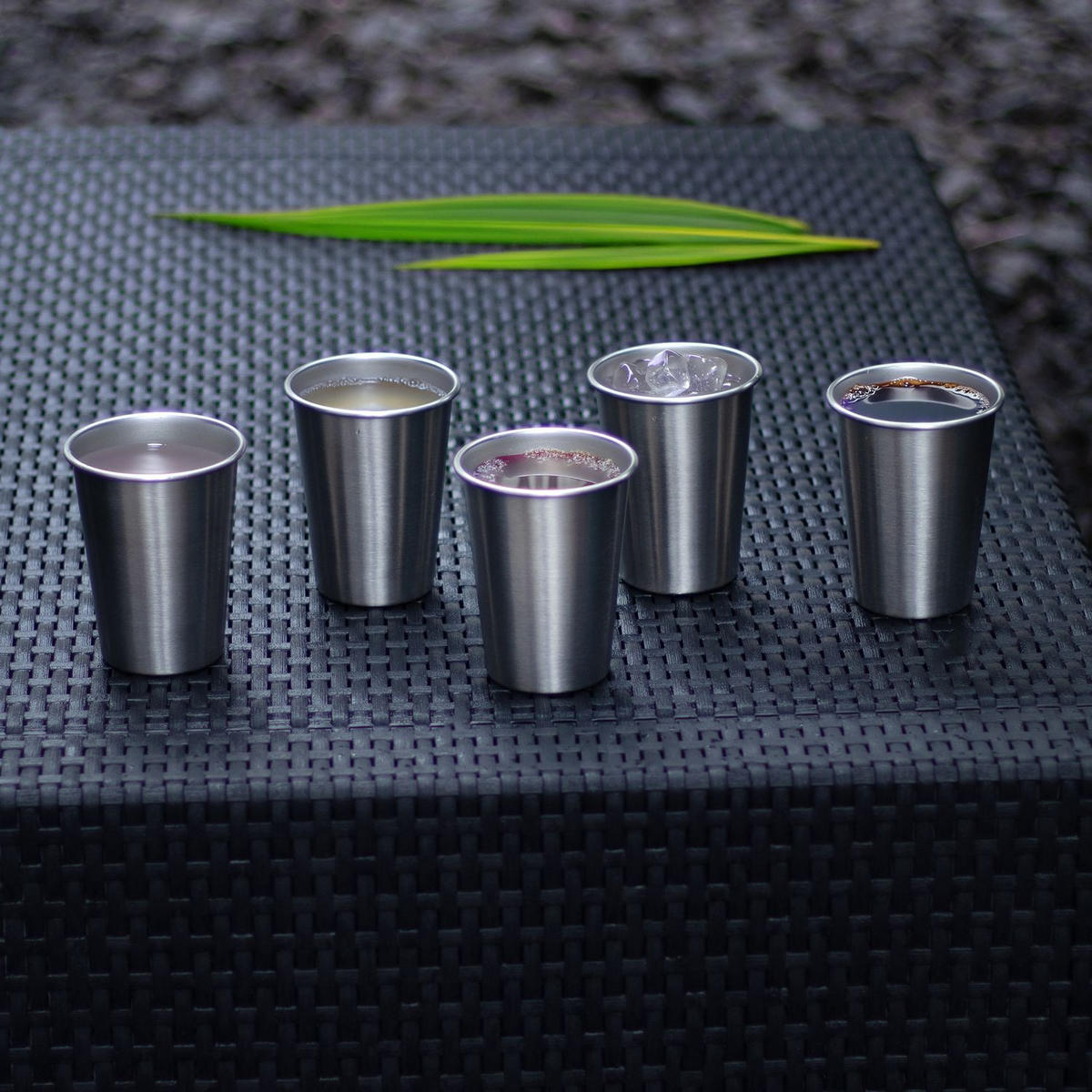 CAMPING BECHER SET Edelstahl - Silberfarben, Metall (0.35L) - Intirilife