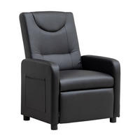 RELAXSESSEL PU mit verstellbarer Rückenlehne, klappbarer Fußstütze 76,5/67,5/95,5 cm Schwarz - Schwarz, Kunststoff (67.5/95.5/76.5cm) - Redom