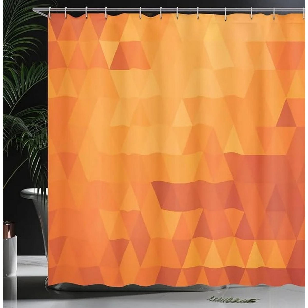 DUSCHVORHANG Orange Stoff Muster Dekor Badezimmer - Multicolor, Textil (200/180cm) - MCBOSON