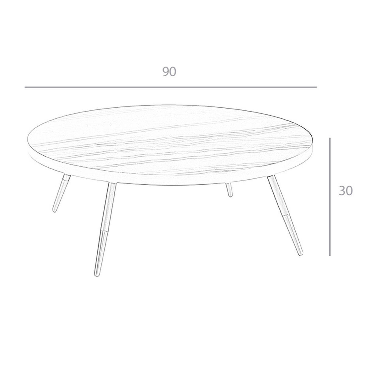 COUCHTISCH Runder Couchtisch aus Porzellanmarmor und schwarzem Stahl Ø90/30 cm - Schwarz/Bronzefarben, Stein/Metall (90/90/30cm) - ANGEL CERDA