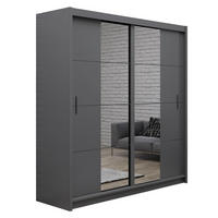 SCHWEBETÜRENSCHRANK KARTHUS 203/215/61 cm 2-türig mit Spiegel Graphitfarben - Graphitfarben, Holzwerkstoff (203/215/61cm) - MASSENO