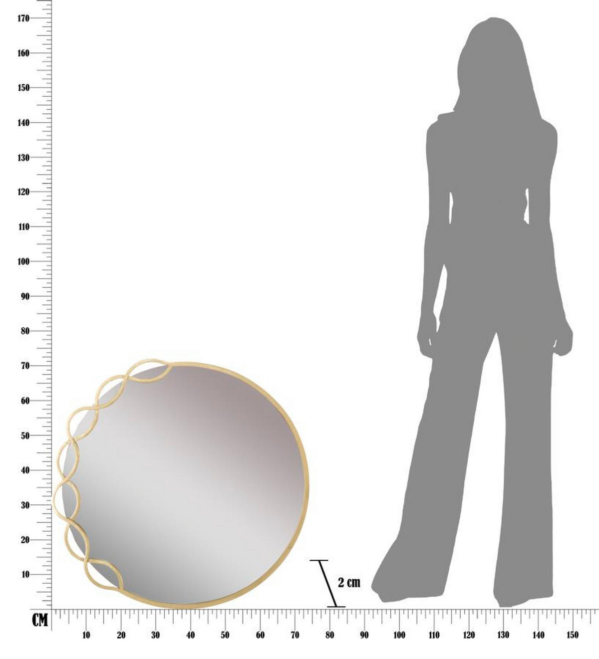 WANDSPIEGEL Eleonor, goldfarben, Eisen, Spiegelglas und MDF, 73,5 x 2 x 72 cm - Goldfarben, Glas/Holzwerkstoff (73.5/72/2cm) - Mauro Ferretti