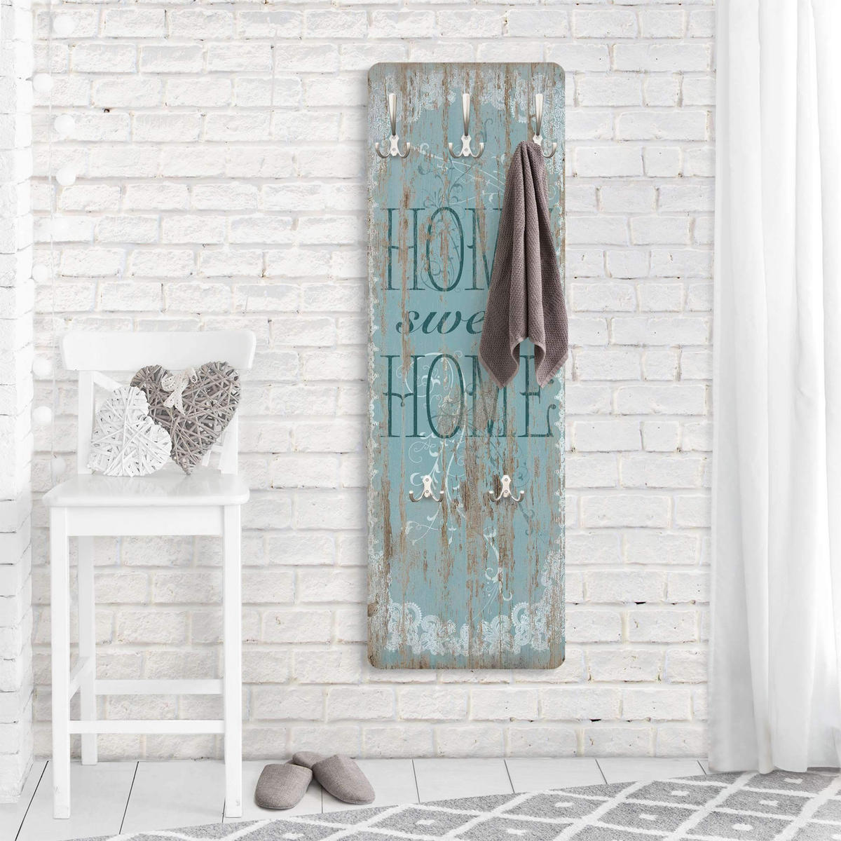 WANDGARDEROBE - Sweet Home 34/105 cm - Blau, Holzwerkstoff (34/105/1.6cm) - Bilderwelten