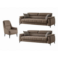 SITZGARNITUR Regina, Braun Stellvariante 3+3+1 - Braun, Holzwerkstoff/Kunststoff (243/85/95cm)