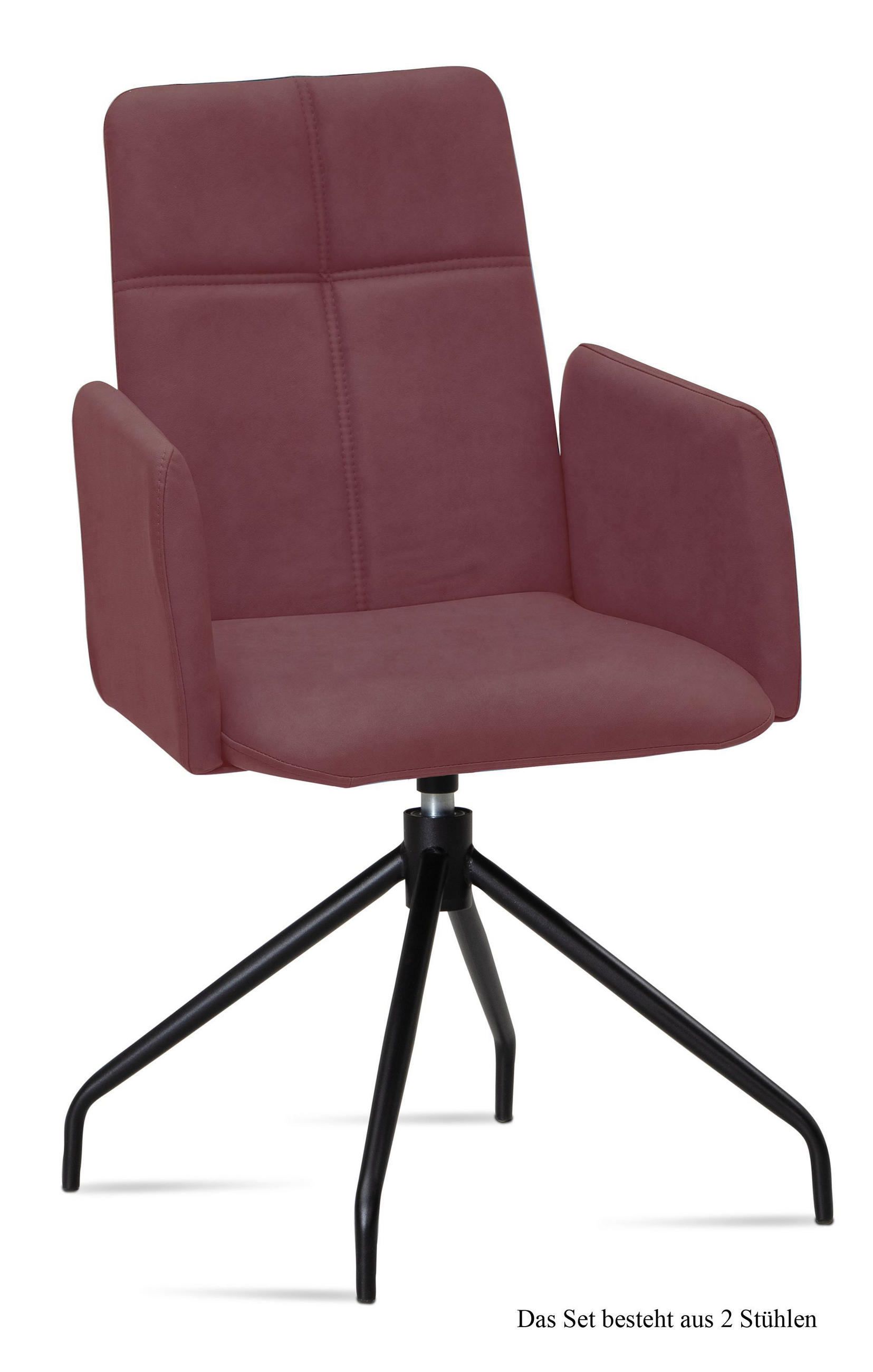 ARMLEHNSTUHL drehbar (2er-Set) Doanna 52x92x60 Schwarz/Marsala - Brombeere/Schwarz, Kunststoff (60/92/52cm) - 58aufmkessel