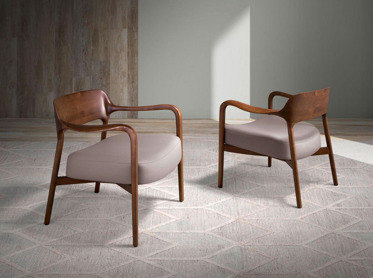 ÖKO-LEDERSESSEL Nussbaum und Nerz - Walnussfarben/Braun, Leder/Holz (70/72/62cm) - ANGEL CERDA