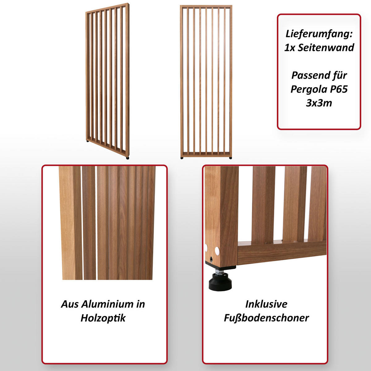 SEITENWAND FÜR PERGOLA Braun - Braun, Metall (68/220/6cm) - MCW