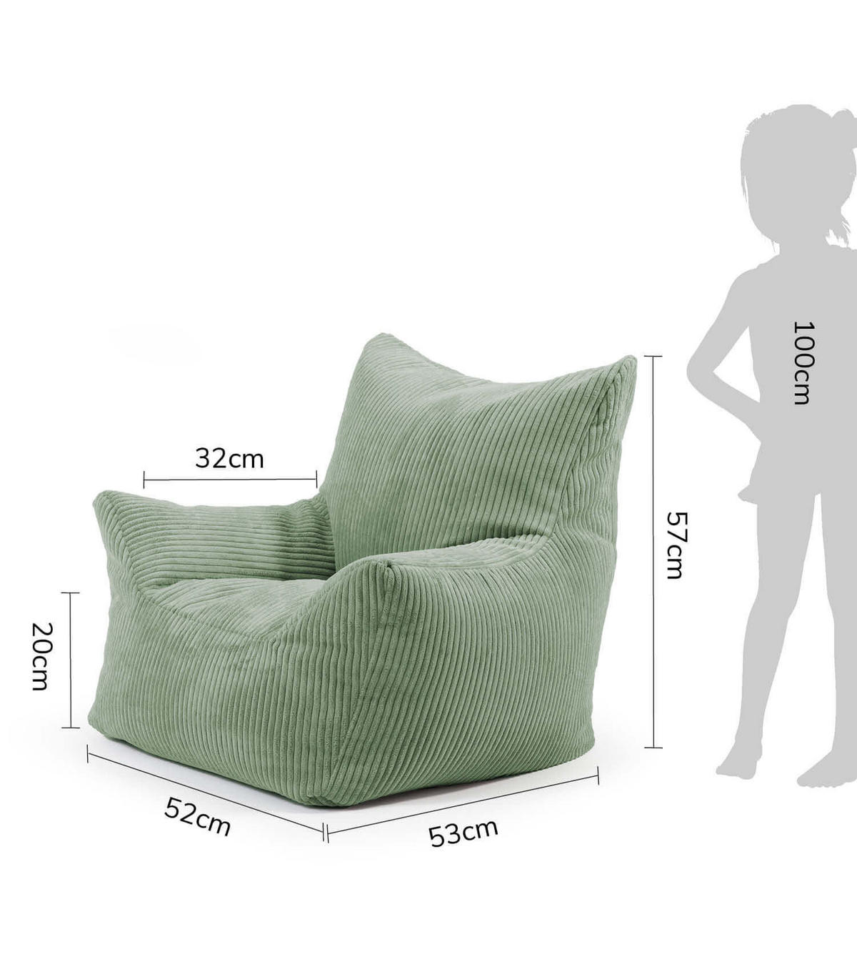 KINDERSESSEL Der Pausenheld - Grün, Textil (52/57/53cm) - Mokebo