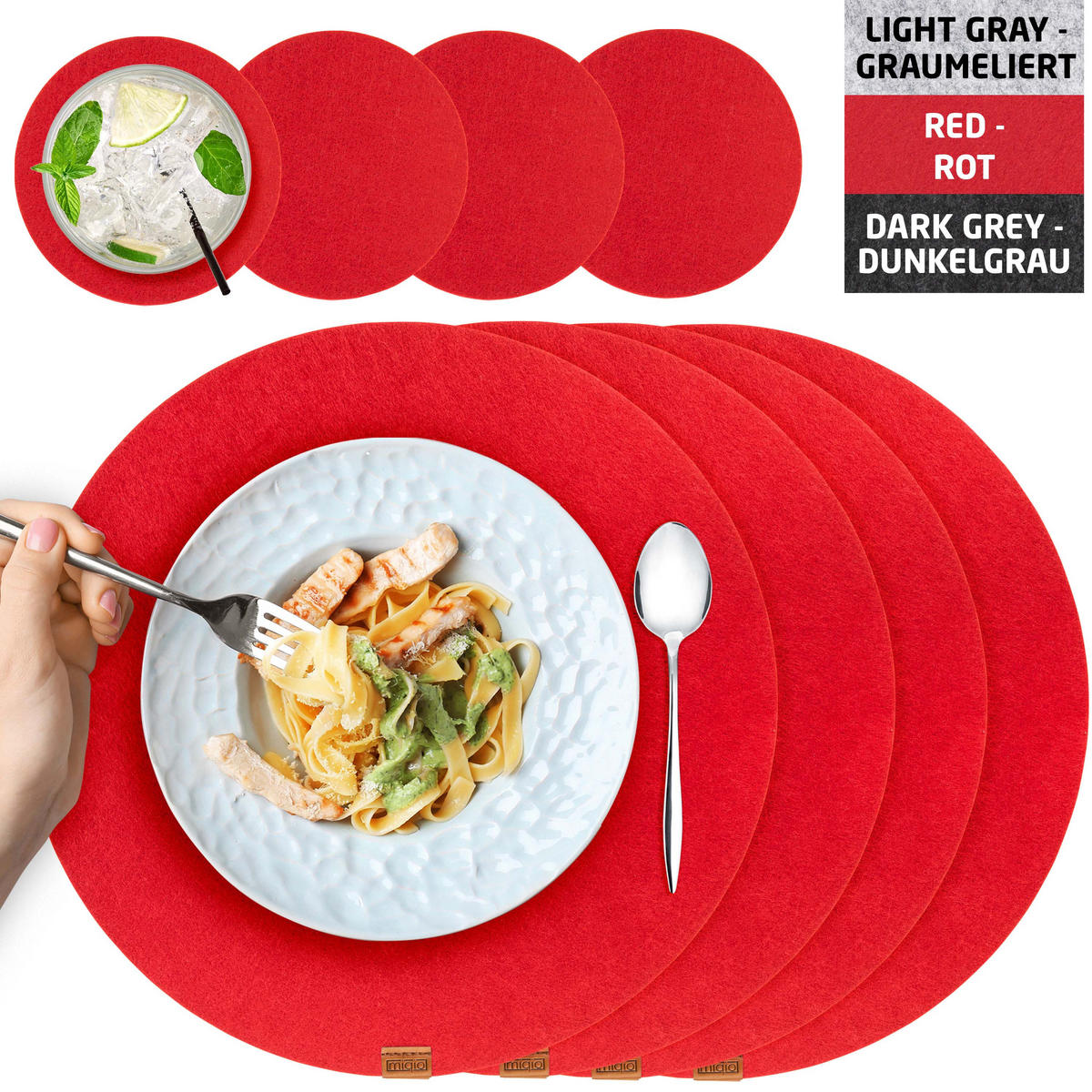 TISCHSETS Glasuntersetzer 12er-Set - Beige, Textil (37/37/3cm) - Miqio Design