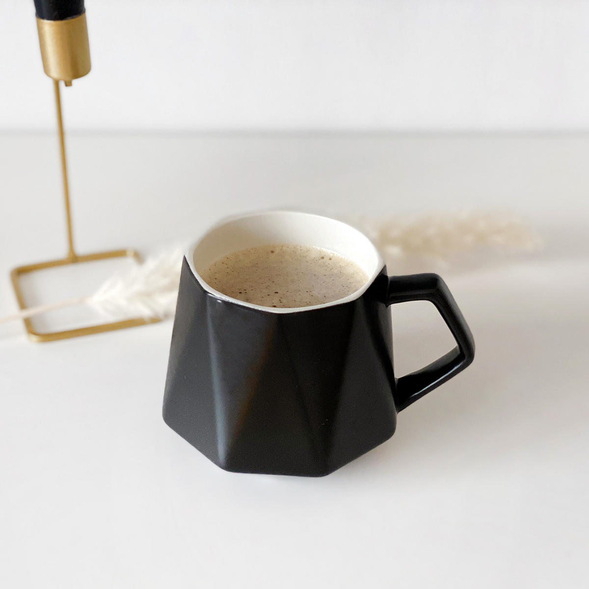 TEETASSE in Feinschliff Optik 350 ml - Schwarz, Keramik (0.35L) - Intirilife