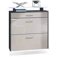 SCHUHSCHRANK Malea Fronten in Sandgrau Hochglanz - Sandfarben, Holzwerkstoff (89/96/23cm) - Vladon