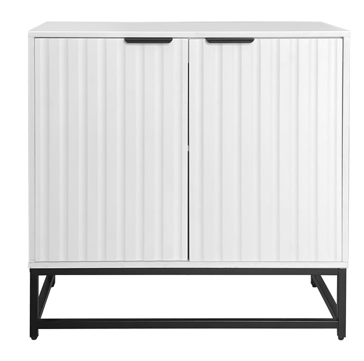 KOMMODE aus Spanplatte 80x40x80 cm Weiß mit Stauraum, Metallgriffen und Metallbeinen - Weiß, Holzwerkstoff (80/80/40cm) - Modfu