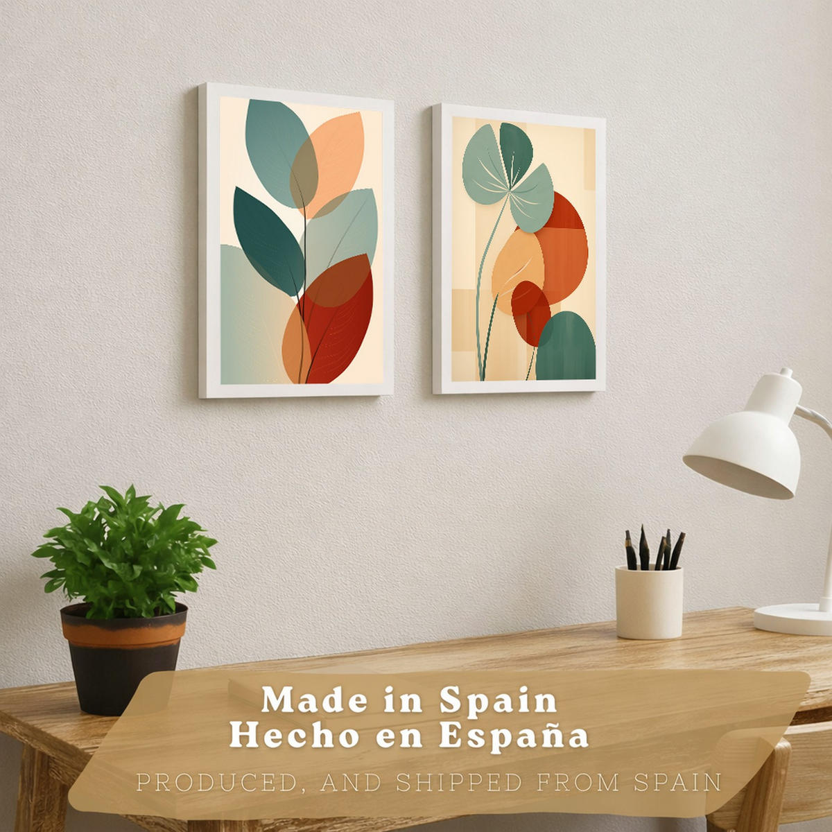 PLAKAT Sada 2 Botanické A3 Bílý rám - bílá, papír (29.7/1/42cm) - Nacnic