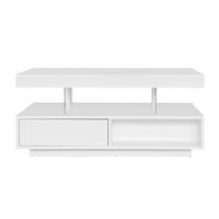 COUCHTISCH Weiß 95/50/42,5 cm mit Glaseinsätzen und LED-Beleuchtung - Weiß, Holzwerkstoff (50/95/42.5cm) - PANGIVO