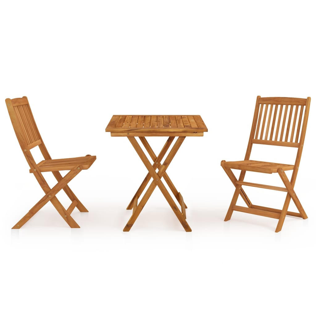 GARTEN-ESSGRUPPE 3-teilig Klappbar Massivholz Akazie - Braun, Holz - vidaXL