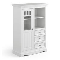 VITRINE Belluno Elegante Kiefer weiß (RAL9010) lackiert 89 / 44 / 130cm - Weiß/Kieferfarben, Holz/Metall (89/130/44cm) - Feldmann-Wohnen