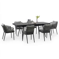 GARTENMÖBEL SET SUNNY 7ER SET GRAU, SCHWARZ - Grau, Metall - IDIMEX