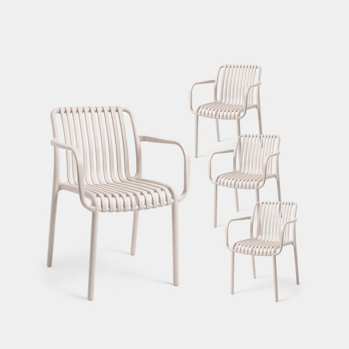 GARTENSTUHL Ollie Beige 57 cm x 80 cm 4er-Set - Beige, Kunststoff (57/80/61cm) - Klast Home