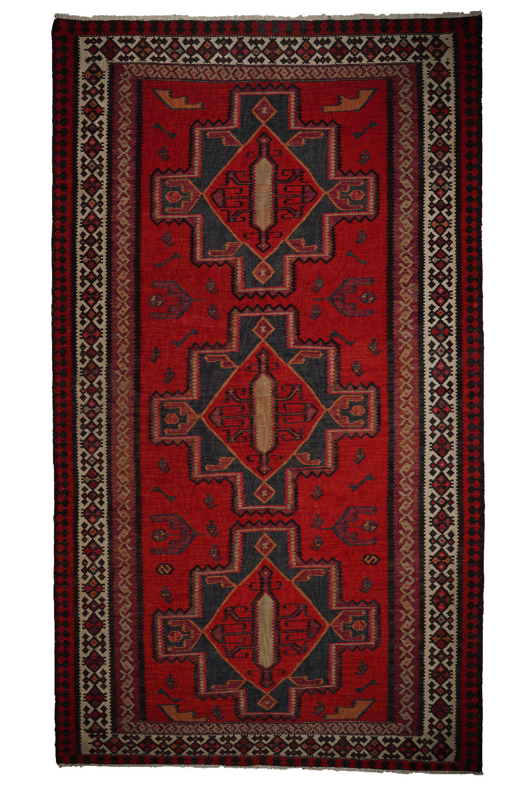 KELIM-TEPPICH handgewebt Ardebil Rot 309/177 cm Schurwolle - Rot, Textil (177/309cm) - Looma