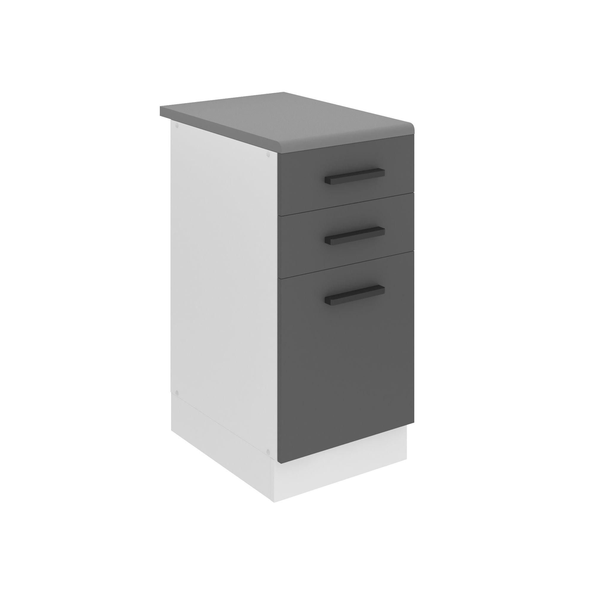 KÜCHENUNTERSCHRANK 40 cm, mit Arbeitsplatte, mit Schubladen, Silber matt - Silberfarben, Holz (40/85/51.6cm) - B BELINI GROUP
