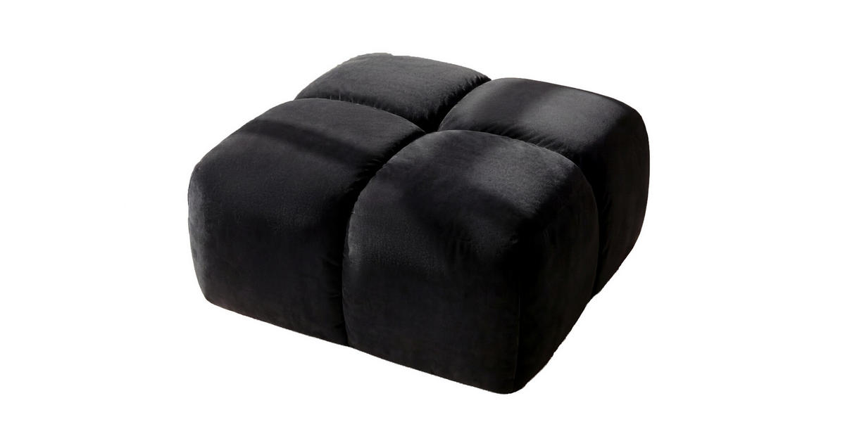 HOCKER, Pouf, Veloursstoff Bluvel, Schwarz, Averro - Schwarz, Holz (88/42/88cm) - Kaiser Möbel
