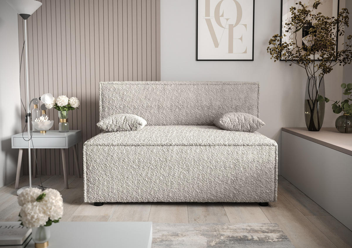 SOFA Mira ohne Armlehnen mit Schlaffunktion - Creme, Textil (131/90/85cm) - SIMKAM Furniture