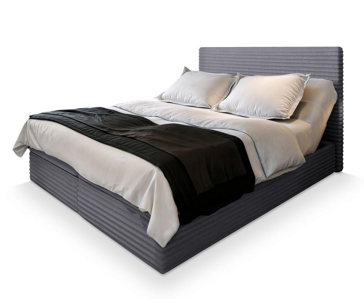 POSTEL BOXSPRING MILARA 160x200 cm, s matrací a úložným prostorem, šedá - šedá, kompozitní dřevo/textil (160/200cm) - MASSENO