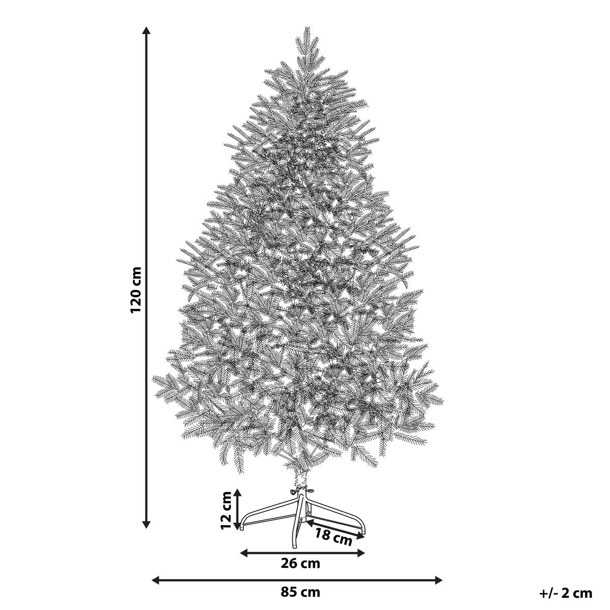 VÁNOČNÍ STROMEK 120 cm Bílý Foraker - bílá, plast (120cm) - Beliani