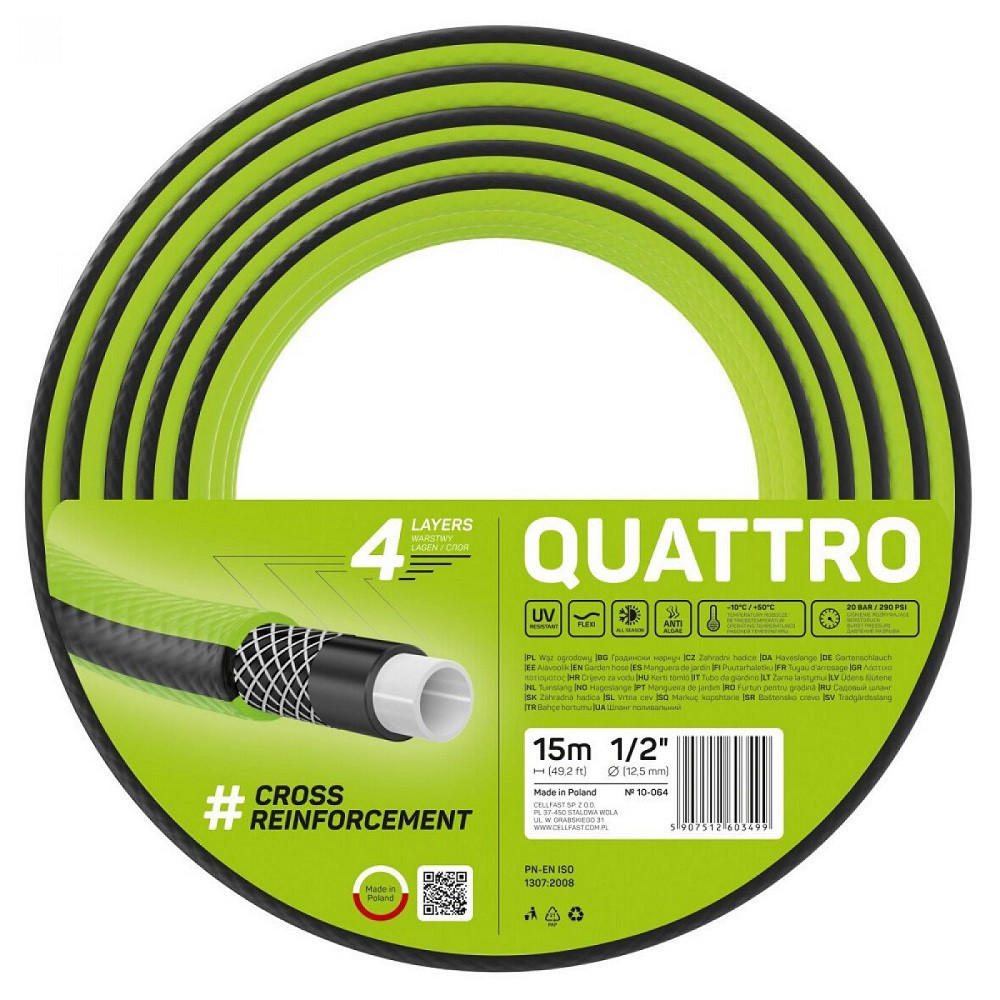 GARTENSCHLAUCH QUATTRO 1/2" 15 m - Transparent, Kunststoff (1500cm) - Cellfast
