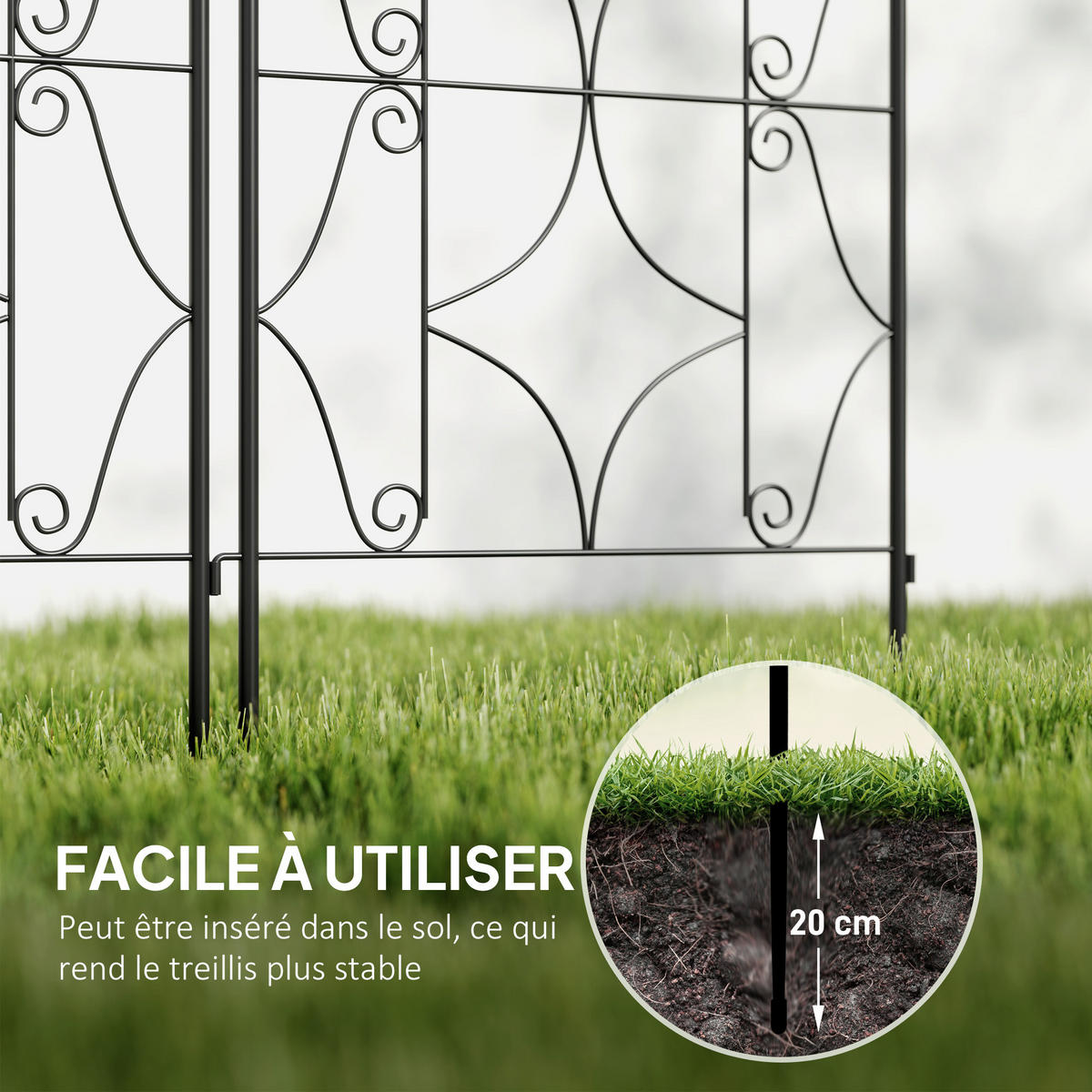 PFLANZENGITTER 2er-Set DE-13791 für Kletterpflanzen 50x180 cm Schwarz - Schwarz, Metall (1.3/180/50cm) - ComfortXL