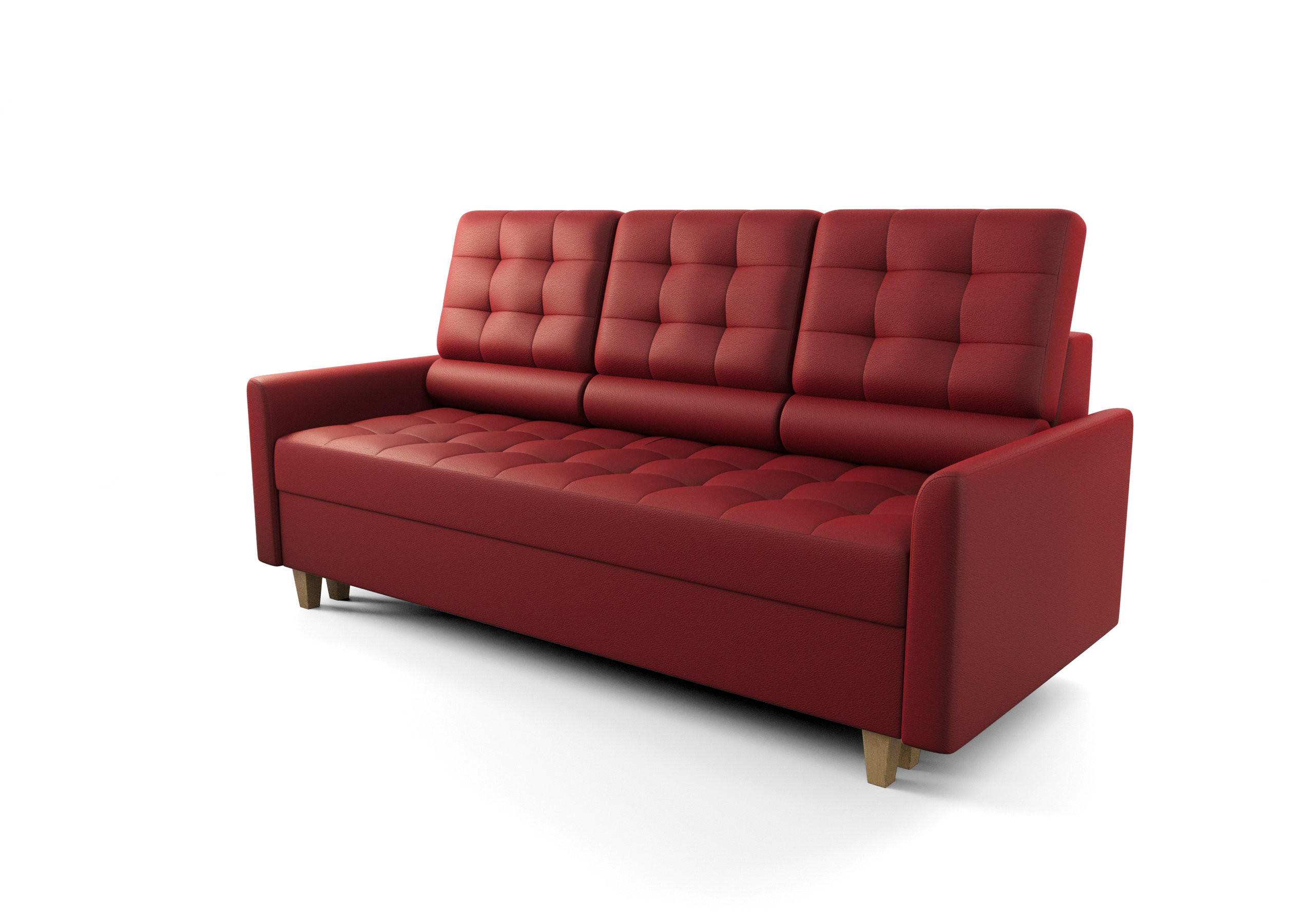 SCHLAFSOFA KONGO 03, Sofa mit Schlaffunktion, Farbe: Rot, Kunstleder - Rot, Textil (215/103/96cm) - O-Sofa