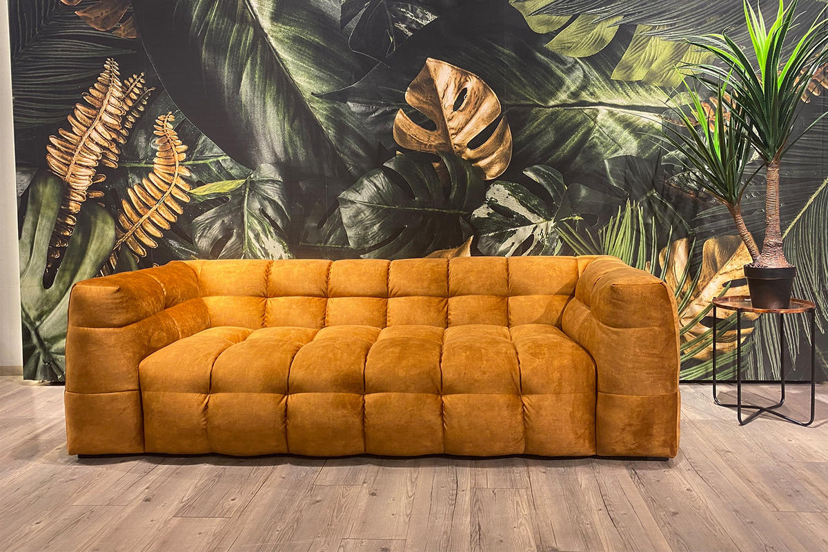 SOFA RIO Gold Velvet - Goldfarben/Schwarz, Textil (236/68/105cm) - KAWOLA