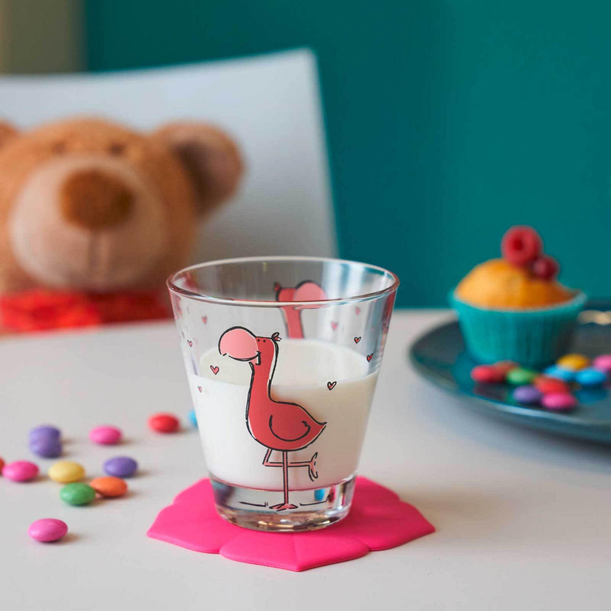 KINDERBECHER Bambini Flamingo 215 ml 6er Set - Pink, Glas (0.215L) - Leonardo Living