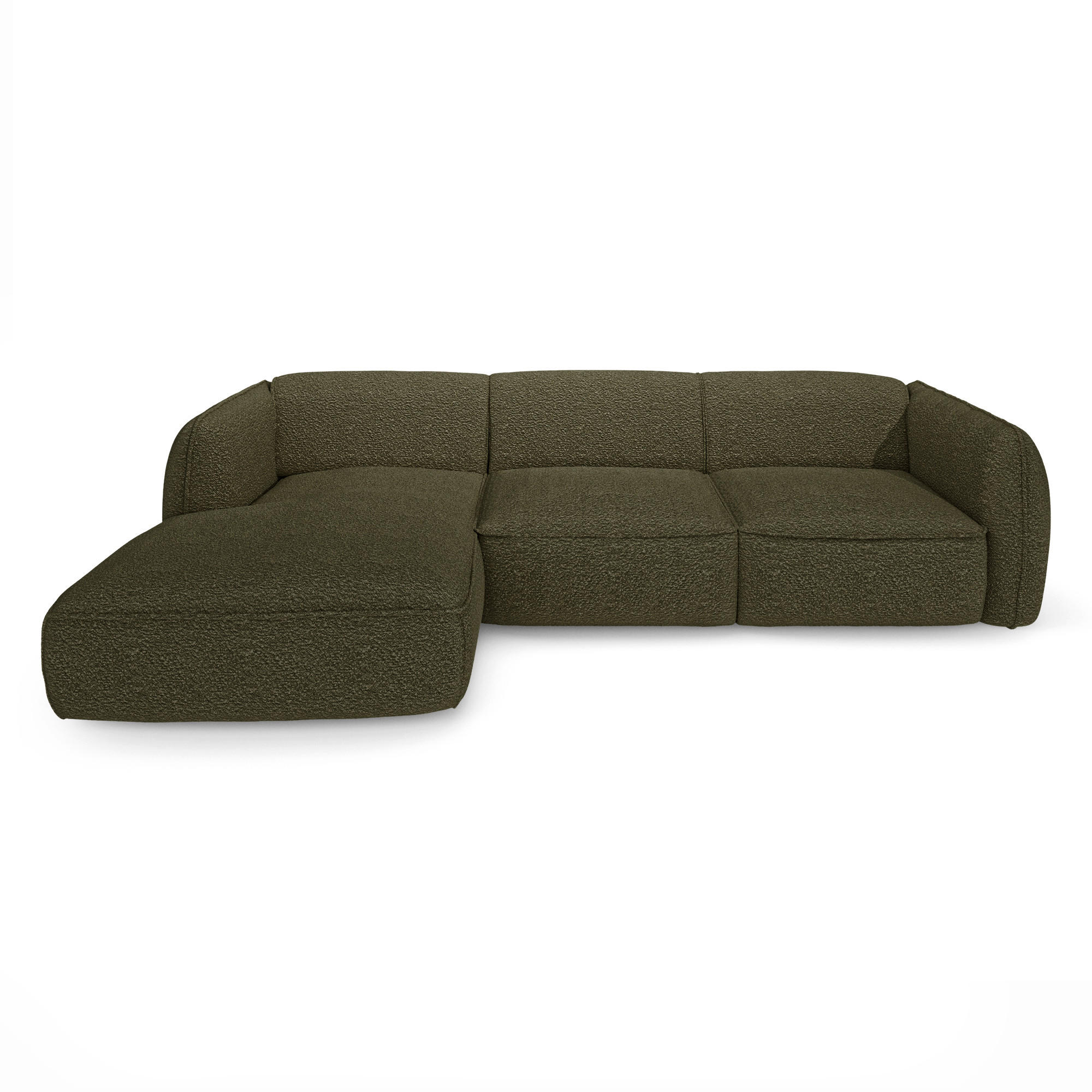 ECKSOFA LINKS Bouclé-Stoff Olivgrün 272cm - Olivgrün, Textil (165/272cm) - Sia Home