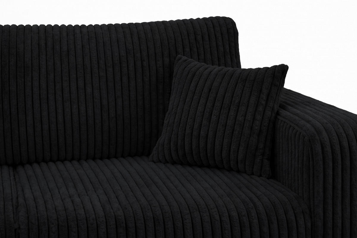 ECKSOFA Mit Schlaffunktion, Cordstoff Tilia, Schwarz, Links, ROUND ONE XL - Schwarz, Holz (271/175cm) - Kaiser Möbel