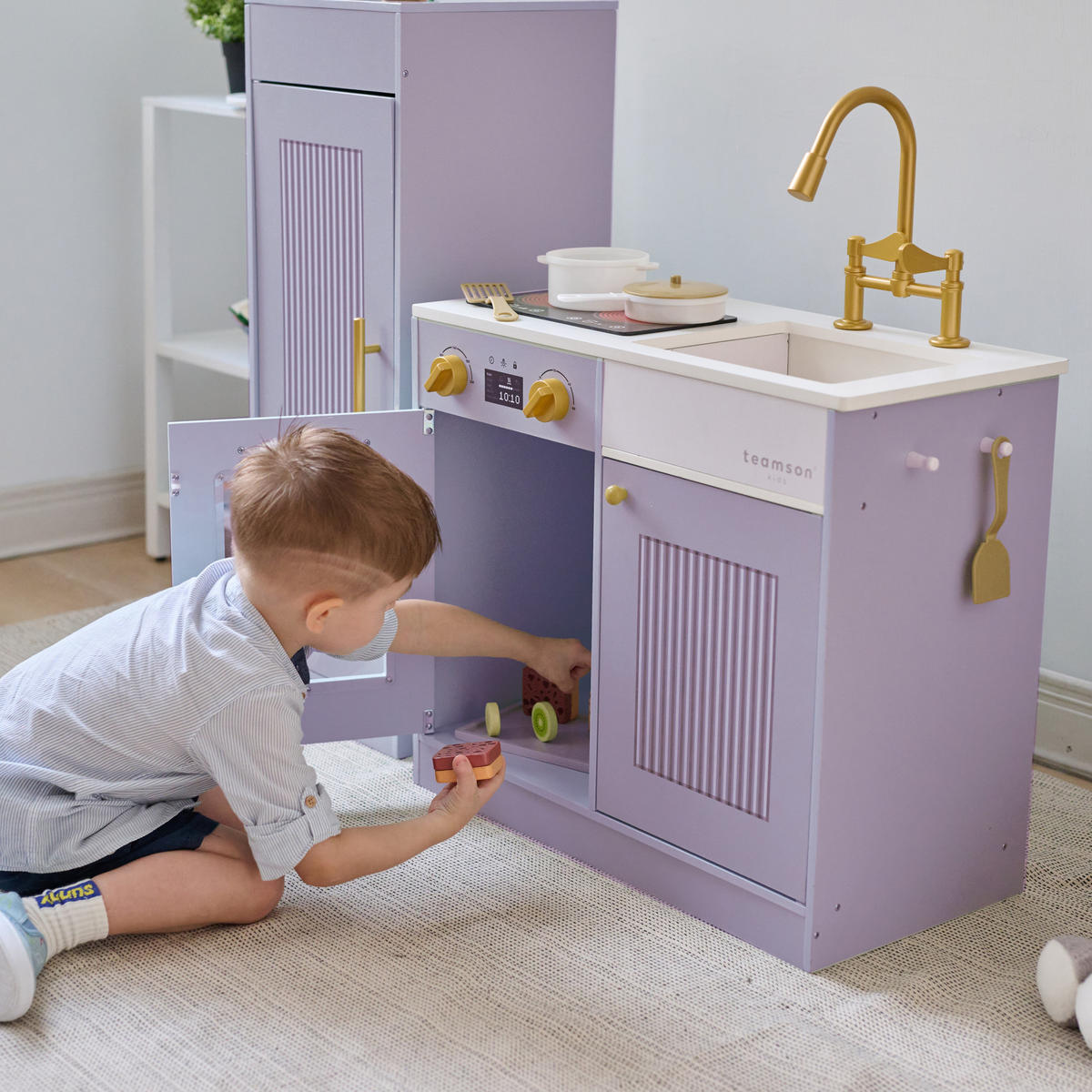 KINDERKÜCHE Chester - Lila, Holzwerkstoff (85/30/80cm) - Teamson Kids