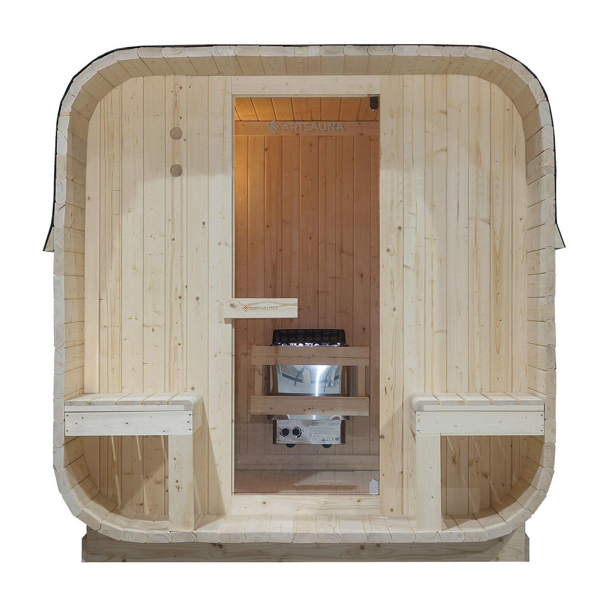 FASSSAUNA Nolvik XXL inkl. Zubehör-Set - Naturfarben, Holz (186/194/220cm) - Artsauna