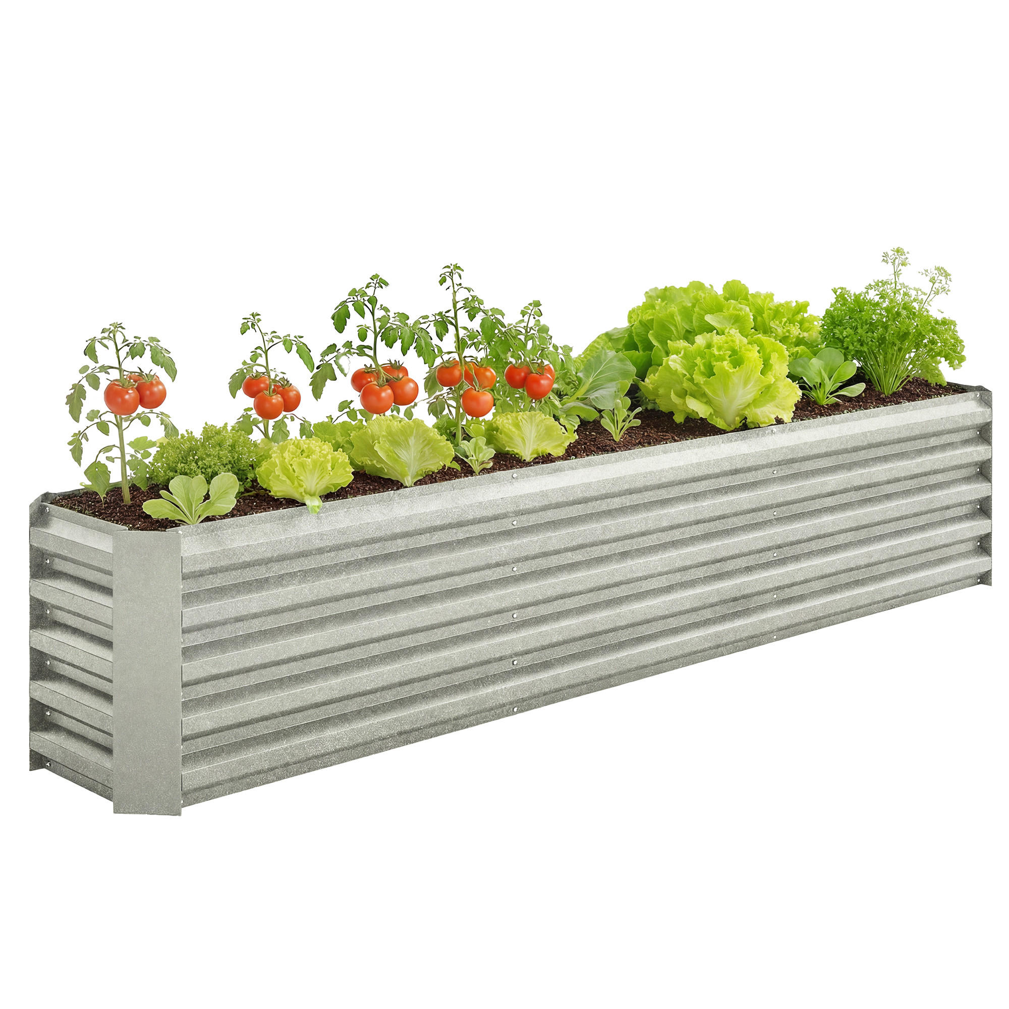 HOCHBEET DE-12297 240/40/45 cm, offener Boden, 395 L Silber - Grau, Metall (240/45/40cm) - ComfortXL