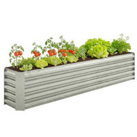 HOCHBEET DE-12297 240/40/45 cm, offener Boden, 395 L Silber - Grau, Metall (240/45/40cm) - ComfortXL