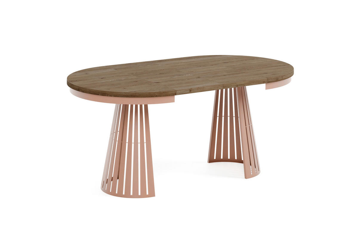 ESSTISCH Cone Bis - Alteiche/Kupferfarben, Holzwerkstoff/Metall (100/100/76cm) - Meblini