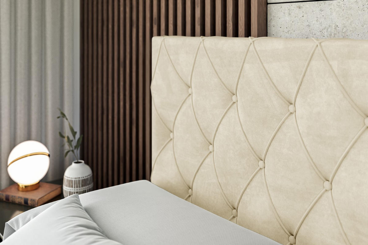 BOXSPRINGBETT AMAY-Z KING - 200x200 - H3/H4 - Beige - Beige, Holzwerkstoff (200/200cm) - ALTDECOR