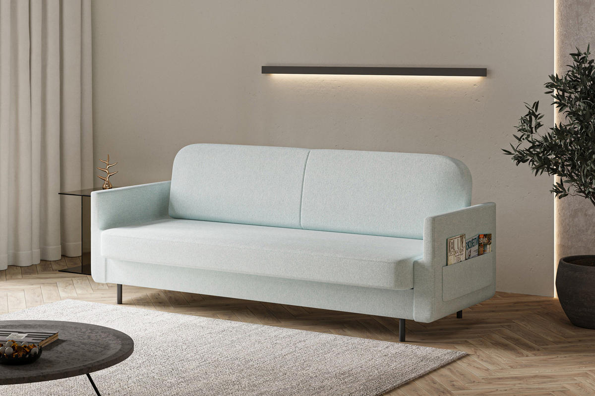 SCHLAFSOFA - POUCH - Hellblau - Aragon 70 - Hellblau, Holzwerkstoff (221/87/84cm) - Möblo