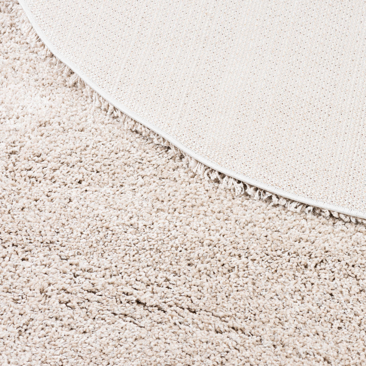HOCHFLOR LANGFLOR SHAGGY TEPPICH LUXURY RUND - Champagner, Textil (120/120cm) - Pergamon